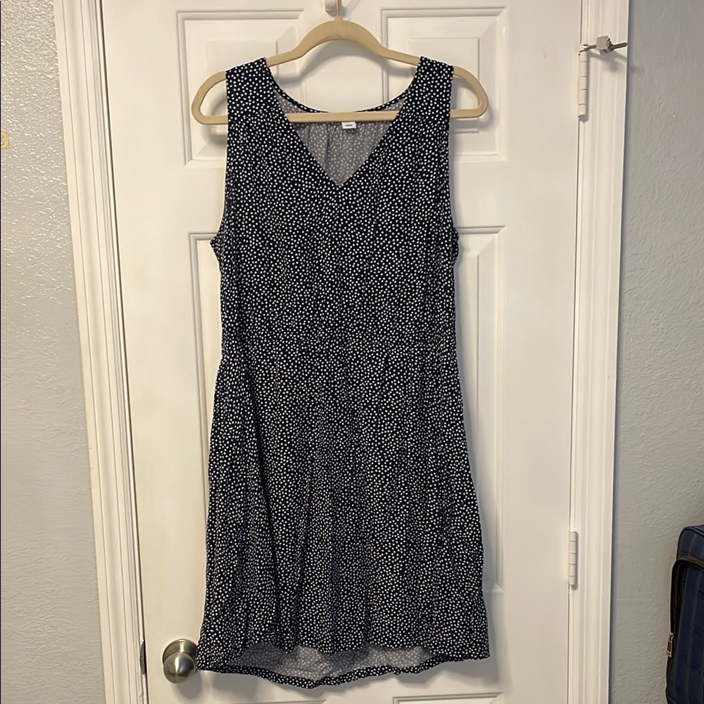 Casual Navy and White Polka Dot Dress